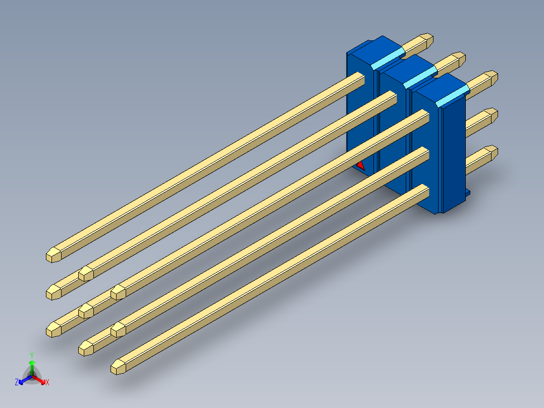 彩色公头100mil（2.54mm）系列-DS1021_blue_3x03p_100mil_Type43_rev1.0主视图