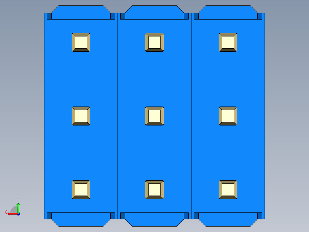 彩色公头100mil（2.54mm）系列-DS1021_blue_3x03p_100mil_Type43_rev1.0后视图