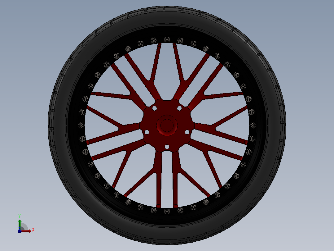 带轮胎的有轮汽车前视图