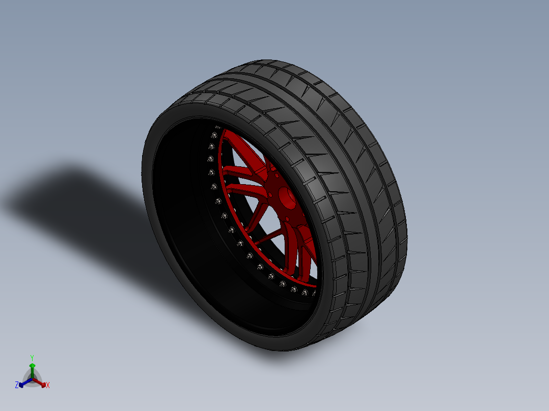 带轮胎的有轮汽车正等轴测图