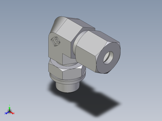 卡套式工业通用硬管接头EO_Adjustable_Locknut_elbow_WEE08ZSRCF正等轴测缩略图