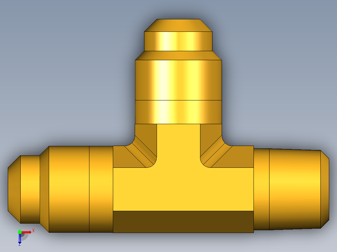 扩口式工业通用硬管接头Male Run Tee 151F-4-2俯视图