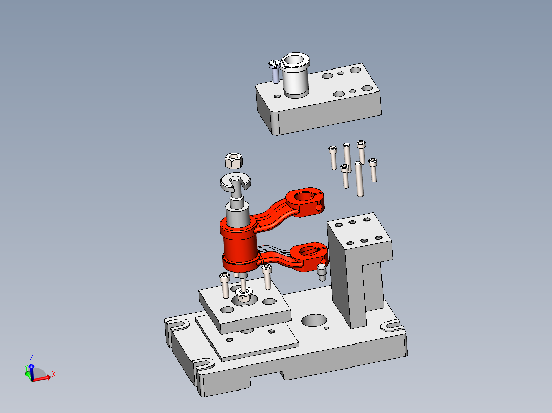 后钢板弹簧吊耳 机械加工工艺规程及钻φ30孔夹具设计【SW夹具三维】主视图