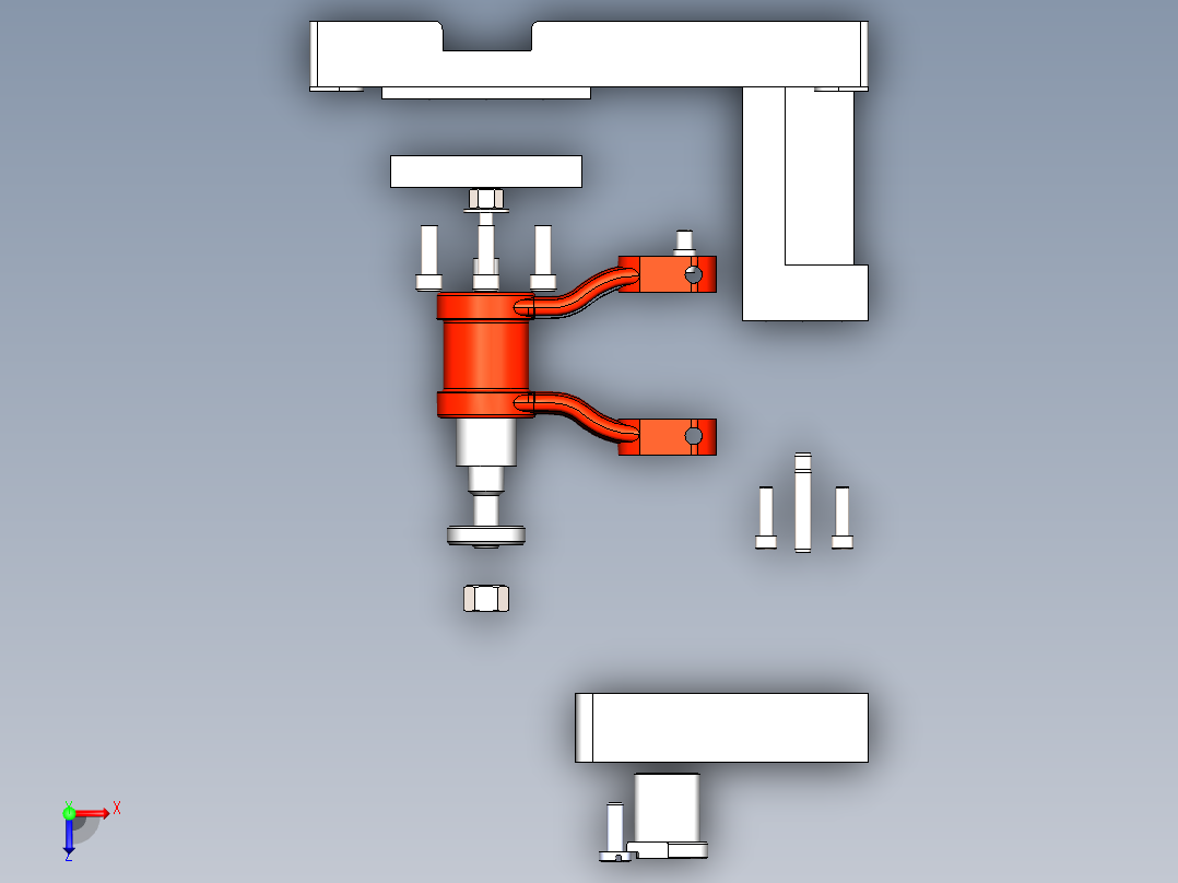 后钢板弹簧吊耳 机械加工工艺规程及钻φ30孔夹具设计【SW夹具三维】俯视图