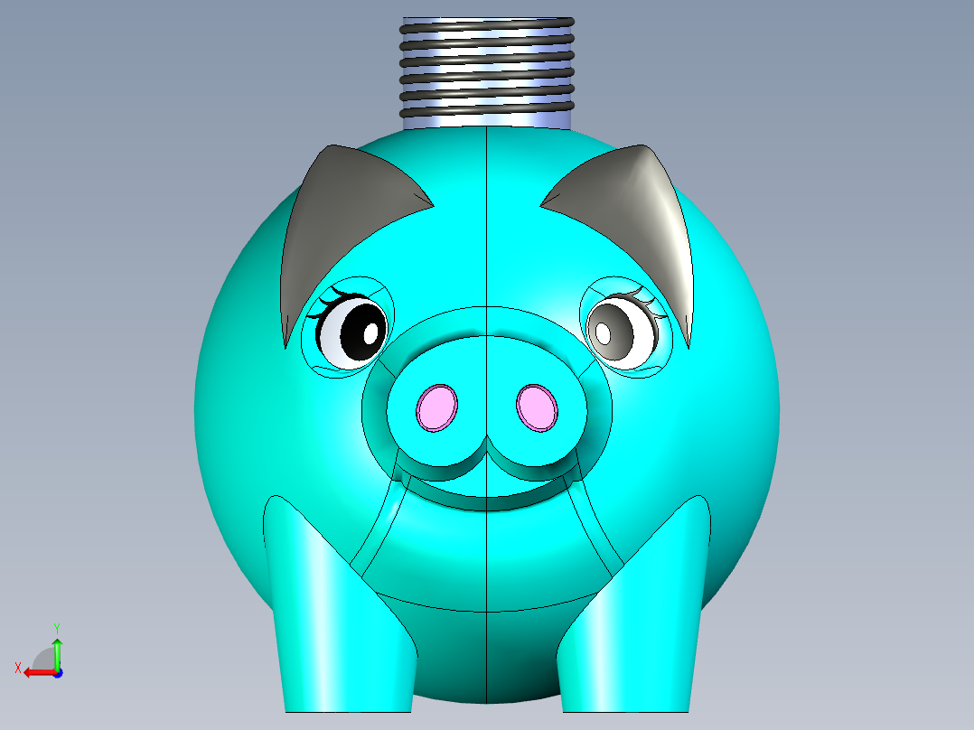 小猪水瓶模型后视图