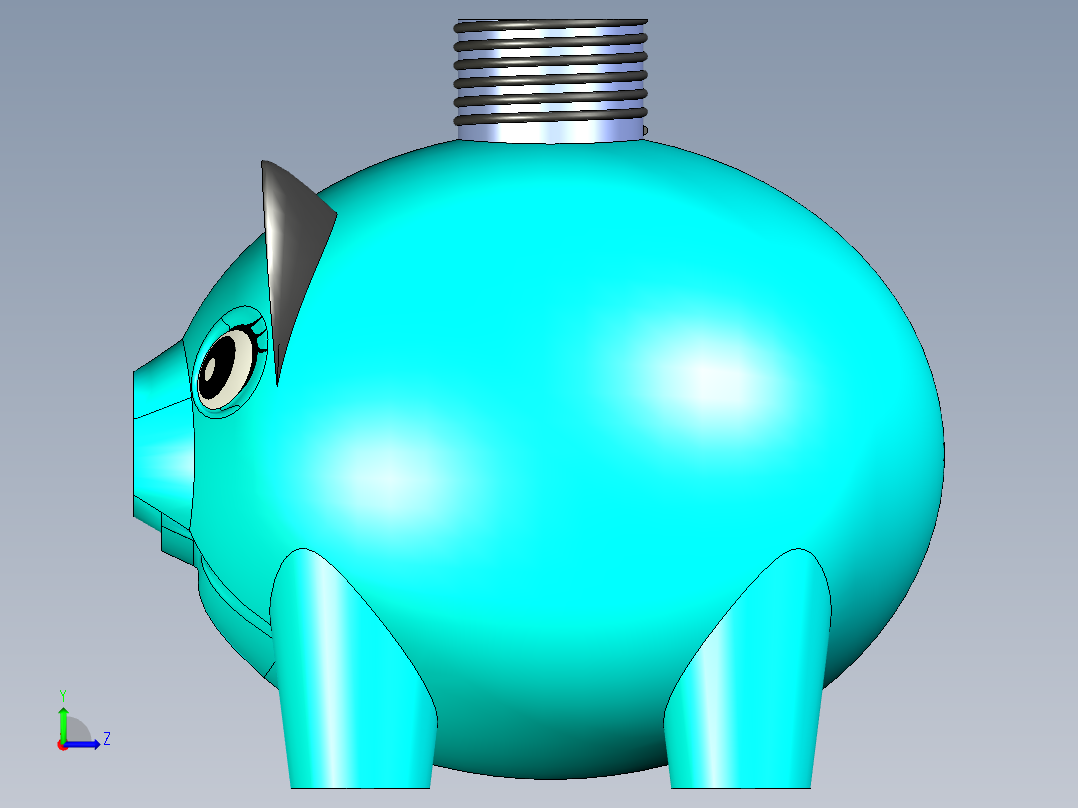 小猪水瓶模型左视图