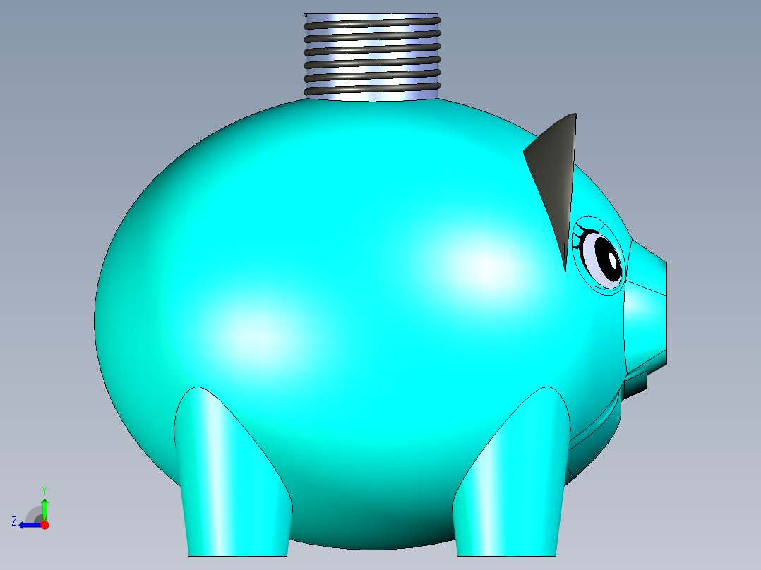 小猪水瓶模型右视图