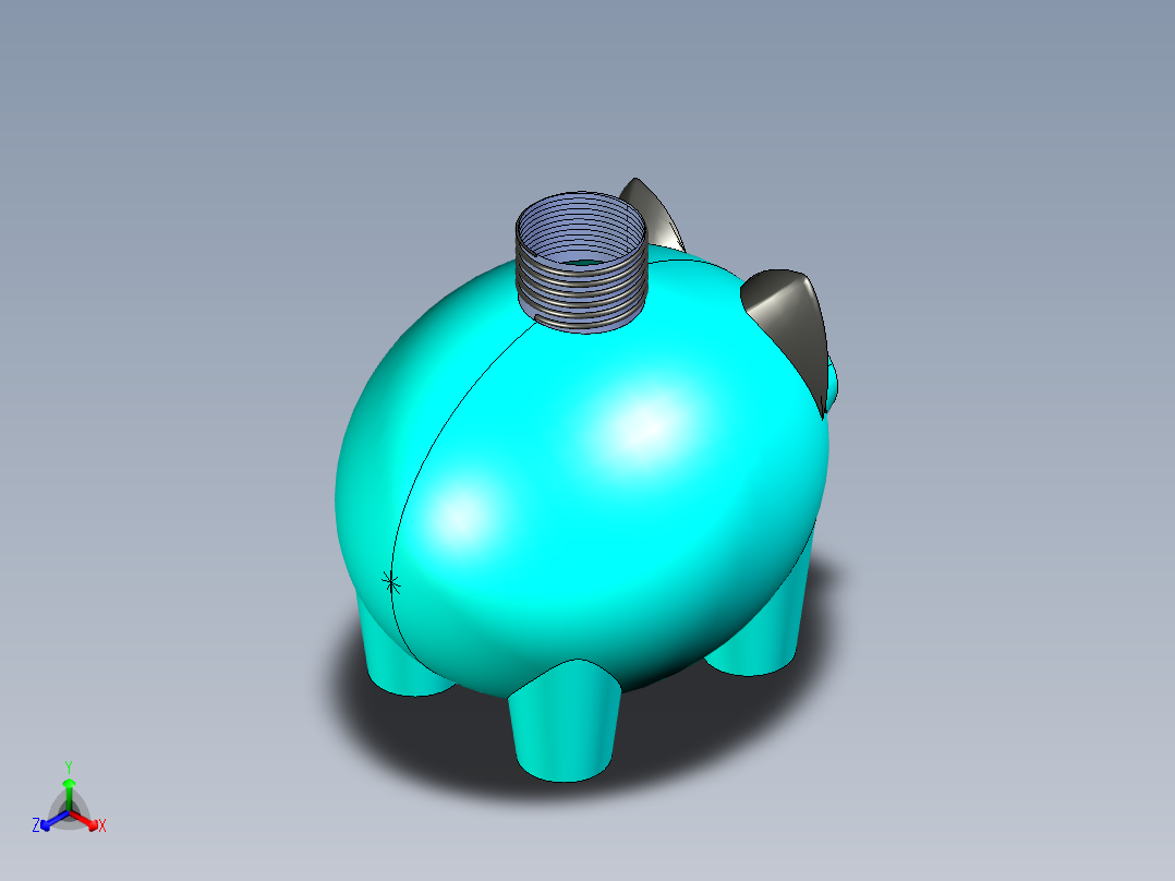 小猪水瓶模型正等轴测图