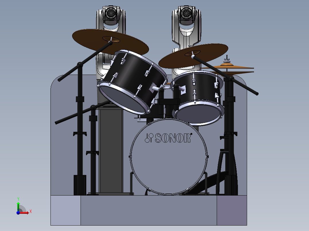 机器人打架子鼓前视图