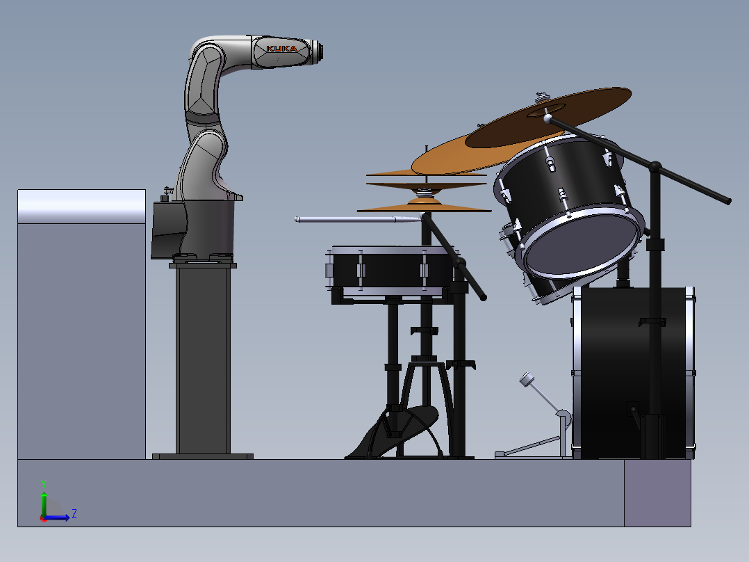 机器人打架子鼓左视图