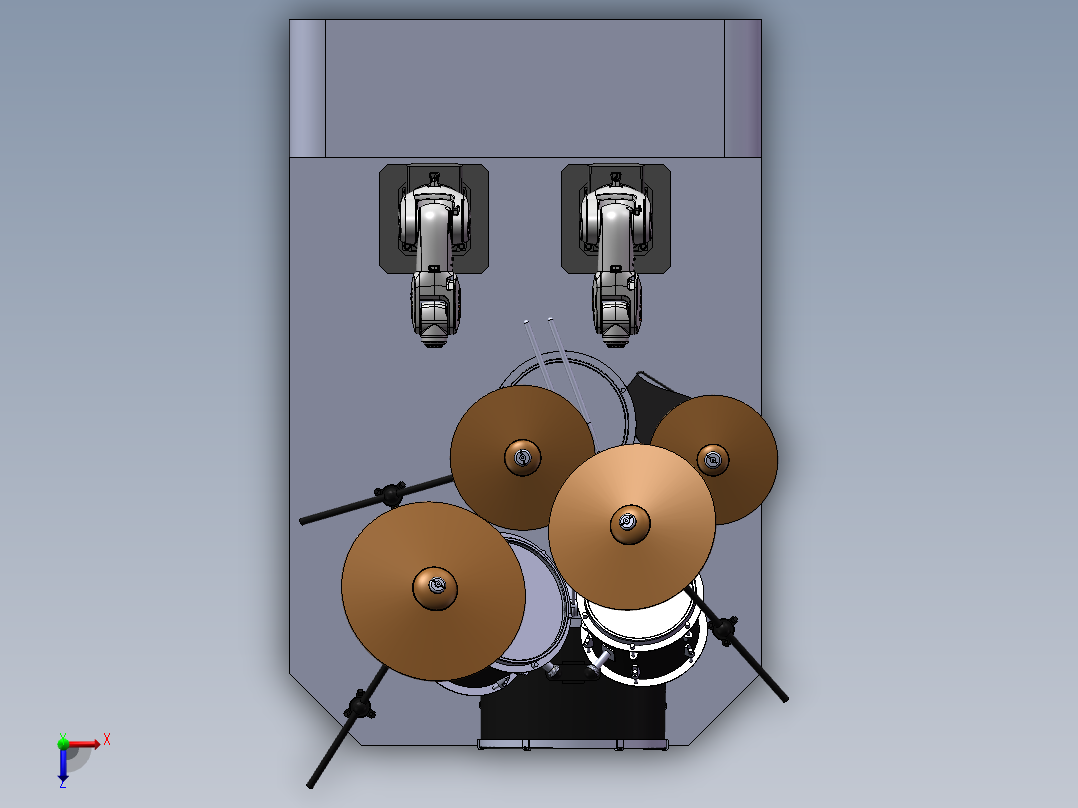 机器人打架子鼓俯视图