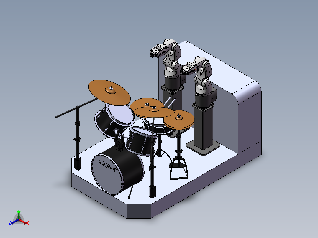 机器人打架子鼓正等轴测图