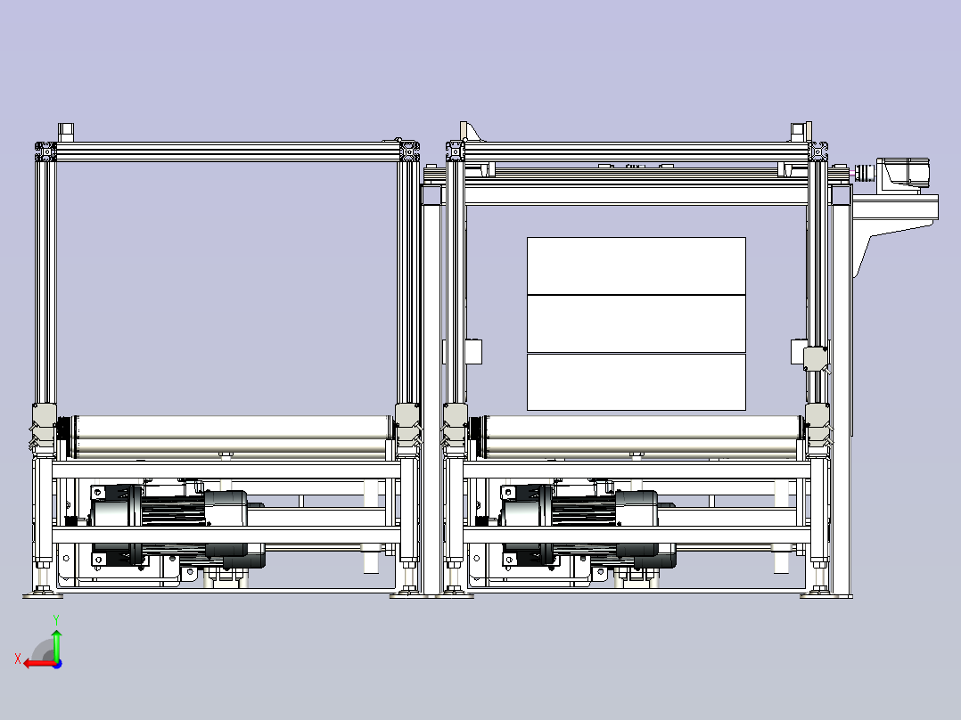 一款入料出料输送线3D模型后视图