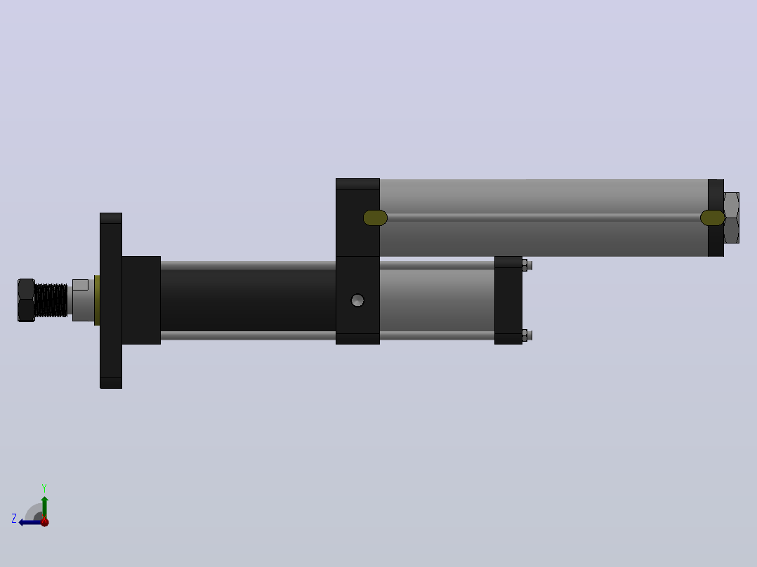 MPT-1T系列标准型[MPT-63-100-5-1T-M2-S1-0°]气压增压缸右视图