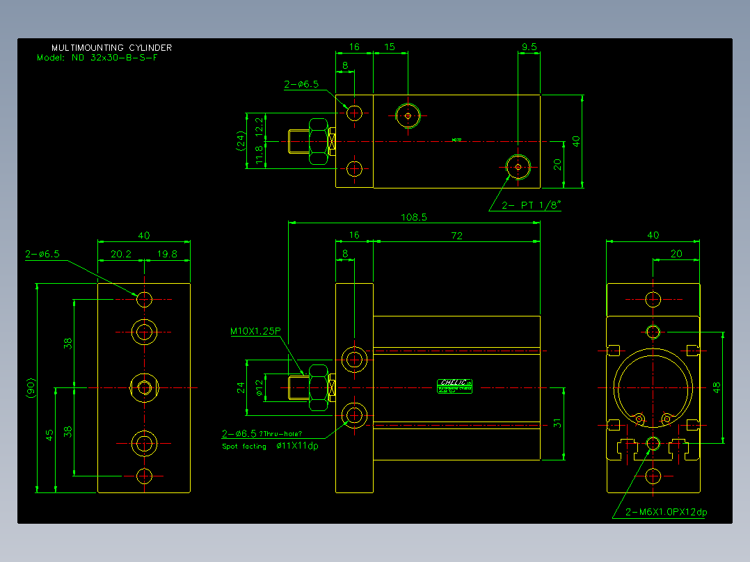 螺牙氣缸  多固型氣缸2D-ND32x30-B-S-F
