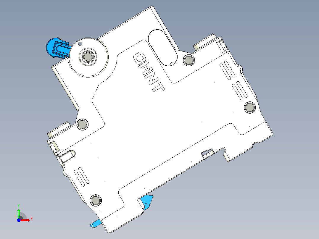 NBDP-63H 1P&amp;N小型断路器三维模型202404前视图
