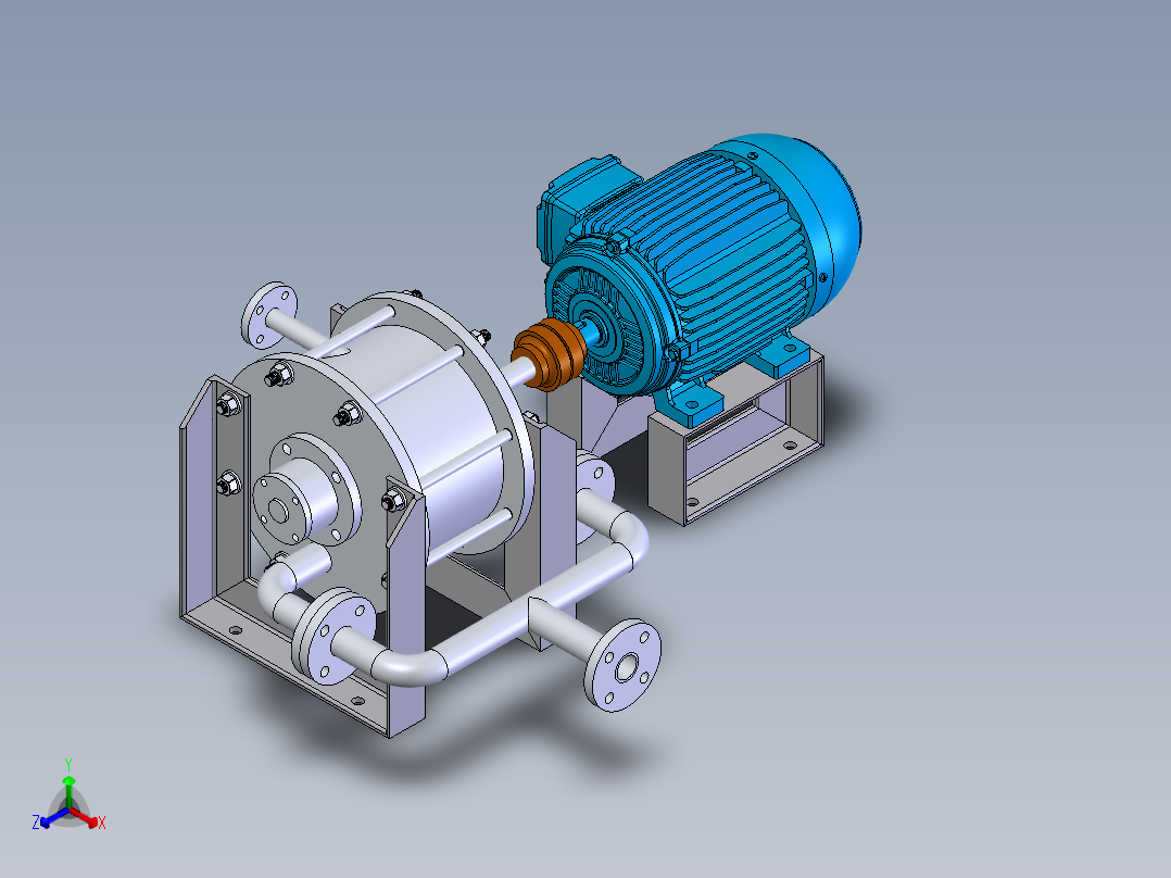 化工流程泵正等轴测图