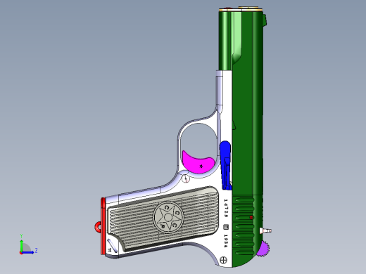 3Dmax Tokarev TT-33手枪结构图左视缩略图
