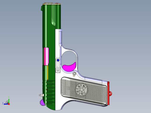 3Dmax Tokarev TT-33手枪结构图右视缩略图