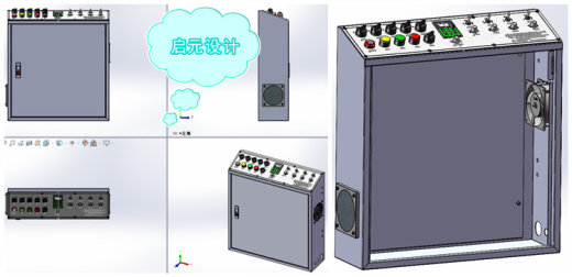 小型钣金电气控制柜sw图3d模型+工程图五金钣金电气箱三维模型缩略图