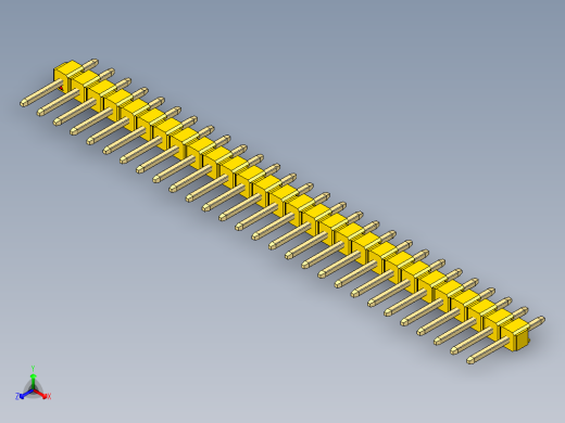彩色公头100mil（2.54mm）系列-DS1021_yellow_1x28p_100mil_Type1_rev1.0正等轴测缩略图