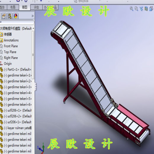 爬坡机大倾角提升机3D图纸 非标自动化 机械设计缩略图