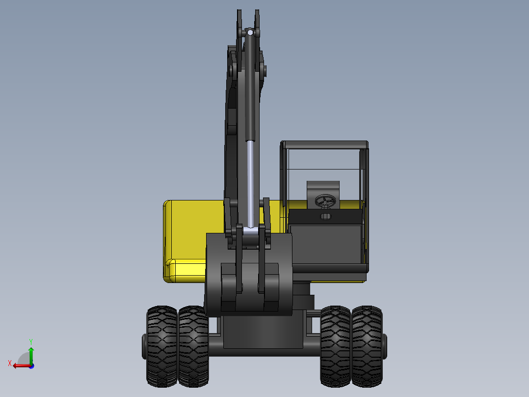 轮式挖掘机简易后视图