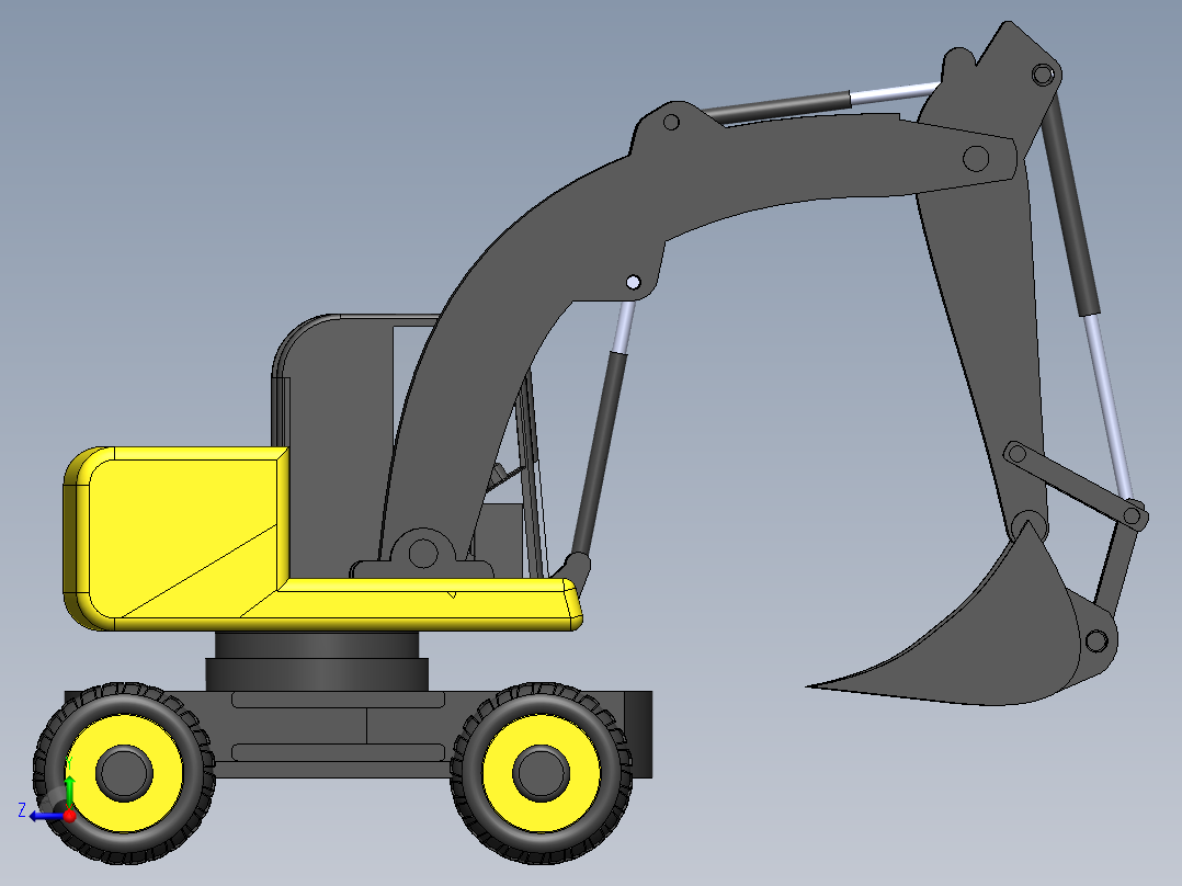 轮式挖掘机简易右视图