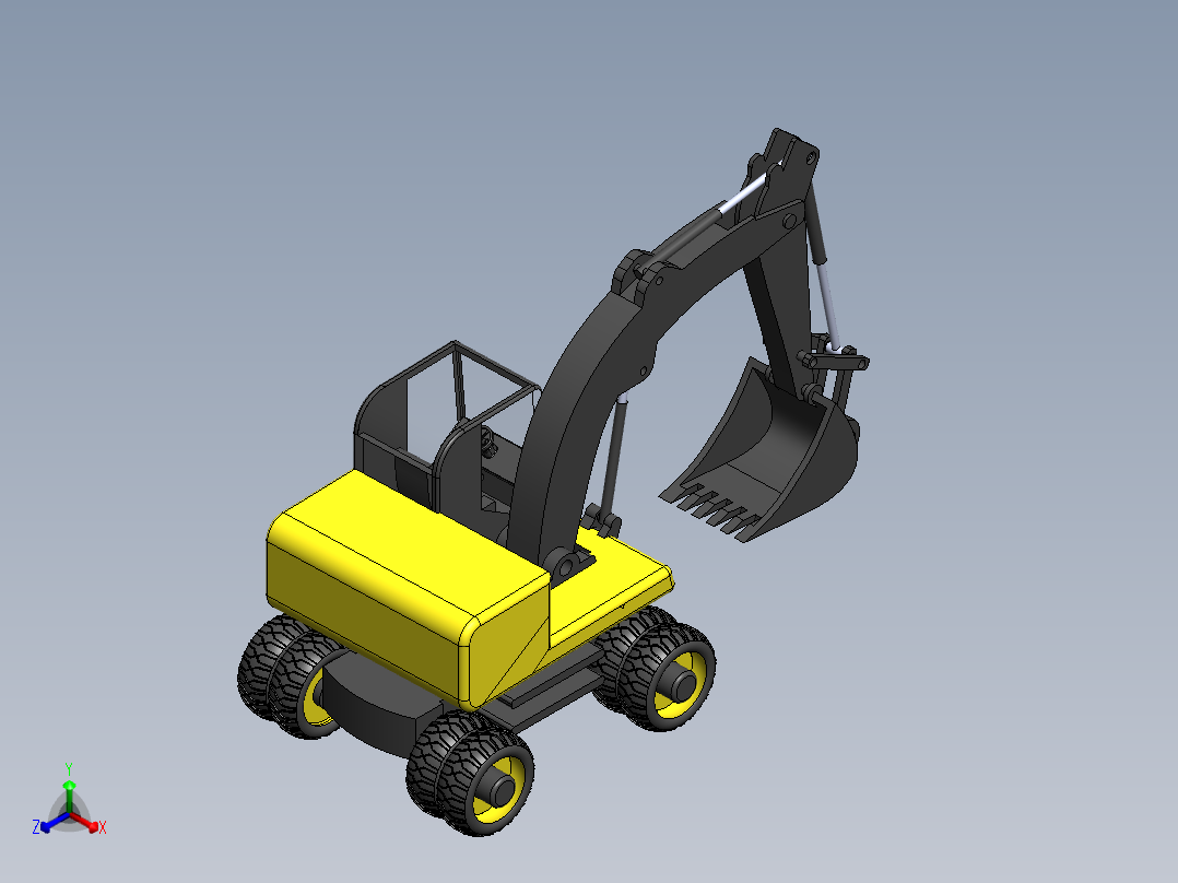 轮式挖掘机简易正等轴测图