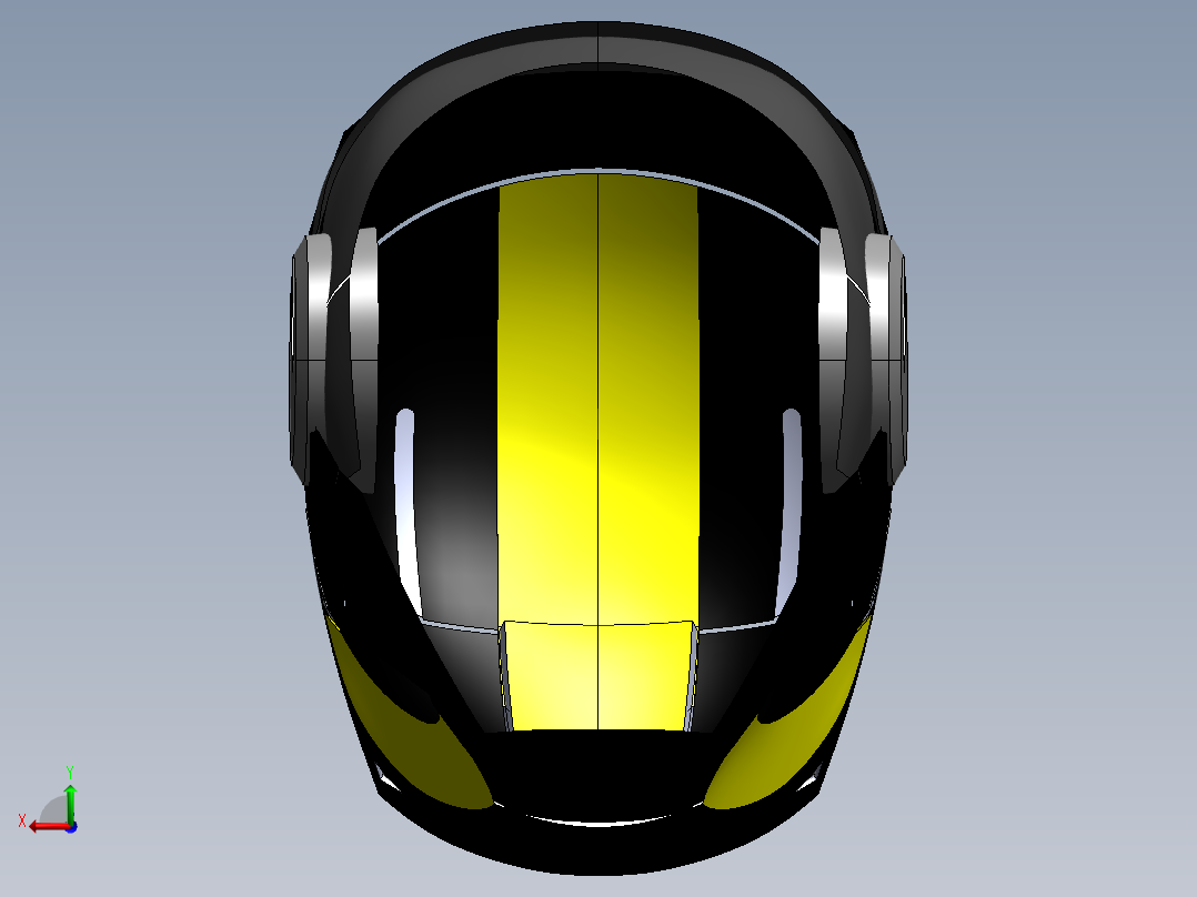 黑色黄色铁头盔后视图