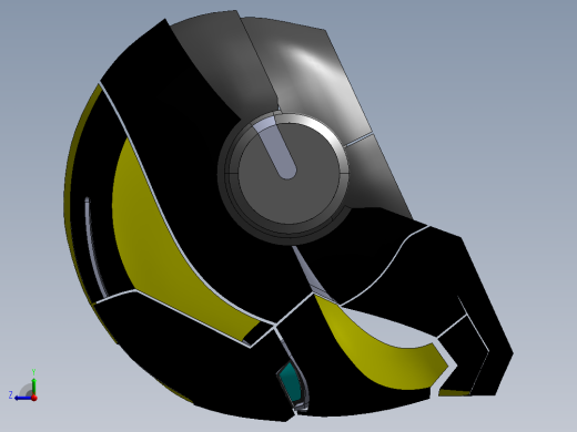 黑色黄色铁头盔右视缩略图