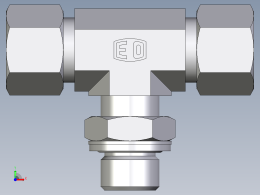 卡套式工业通用硬管接头EO_Adjustable_locknut_branch_tee_TEE12SMCF前视缩略图