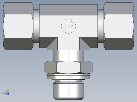 卡套式工业通用硬管接头EO_Adjustable_locknut_branch_tee_TEE12SMCF后视缩略图