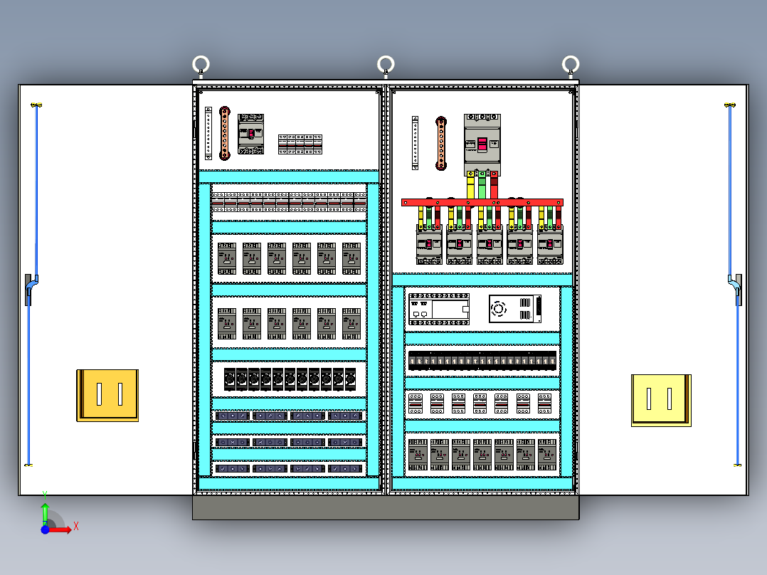 双柜组装交流接触器plc控制柜前视图