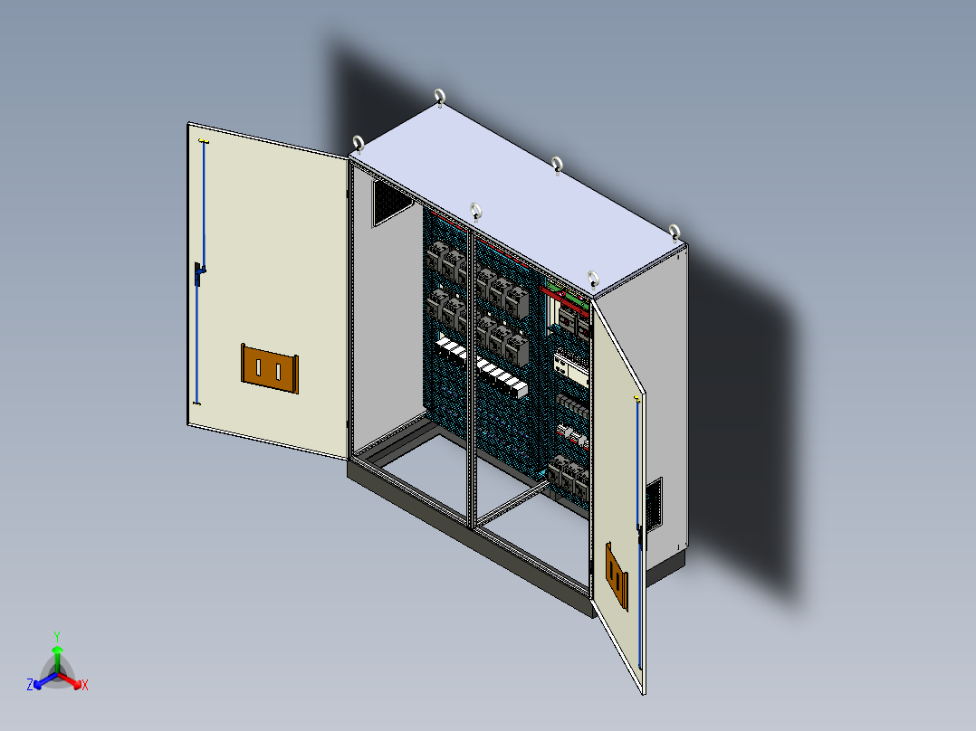 双柜组装交流接触器plc控制柜正等轴测图