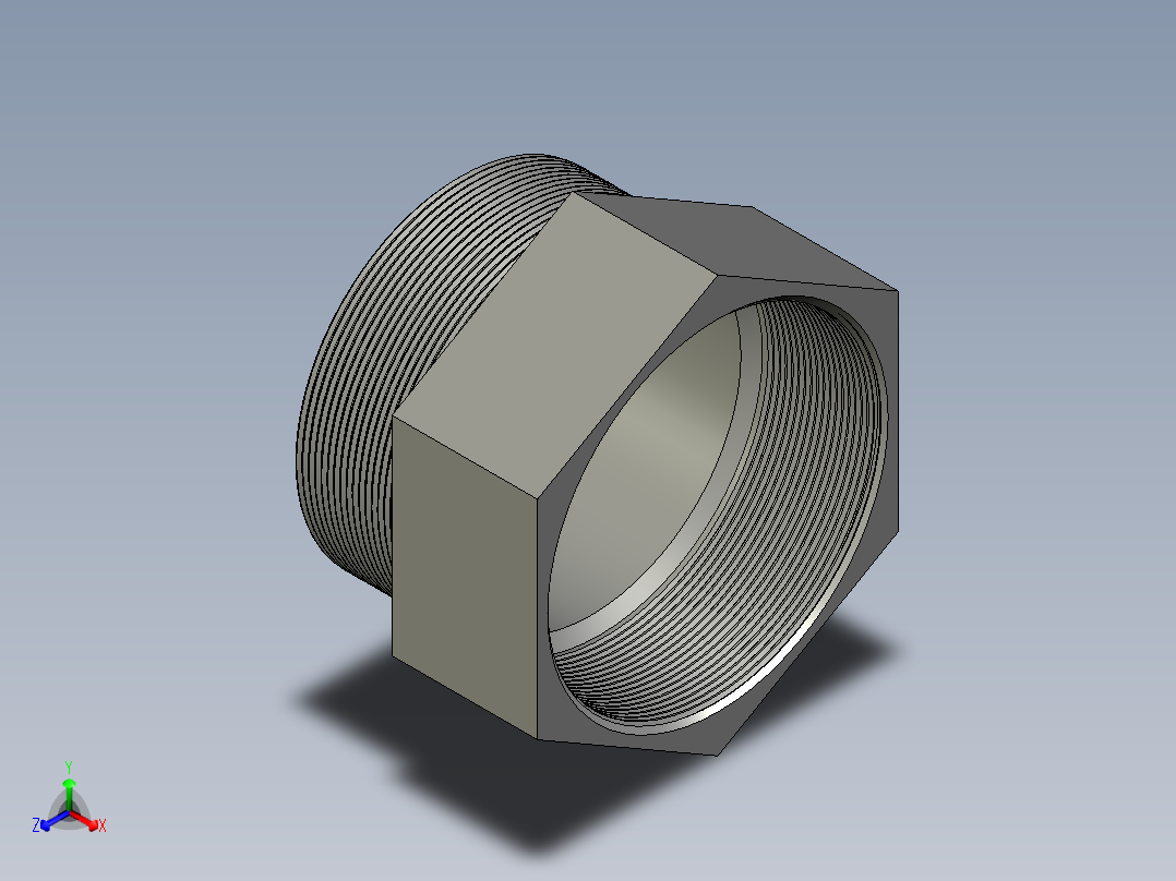螺纹管转接头-内外丝等径 DN100正等轴测图
