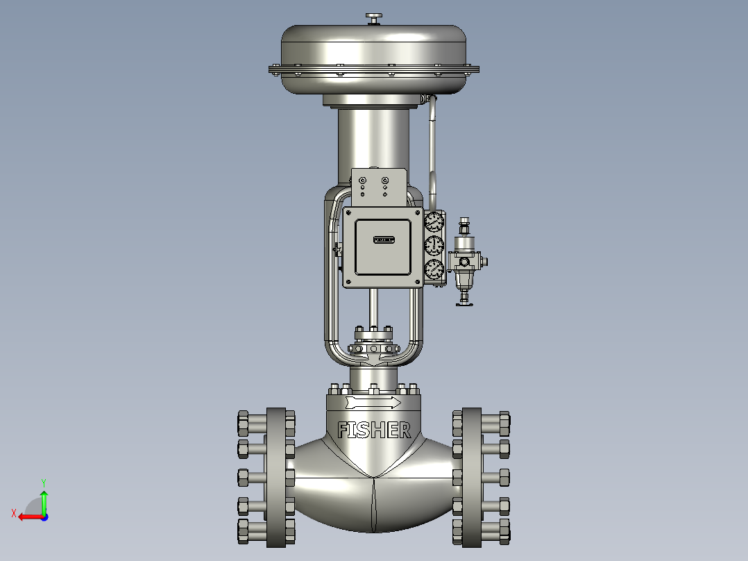 气动隔膜调节阀低温流量调节阀剖切详细结构后视图