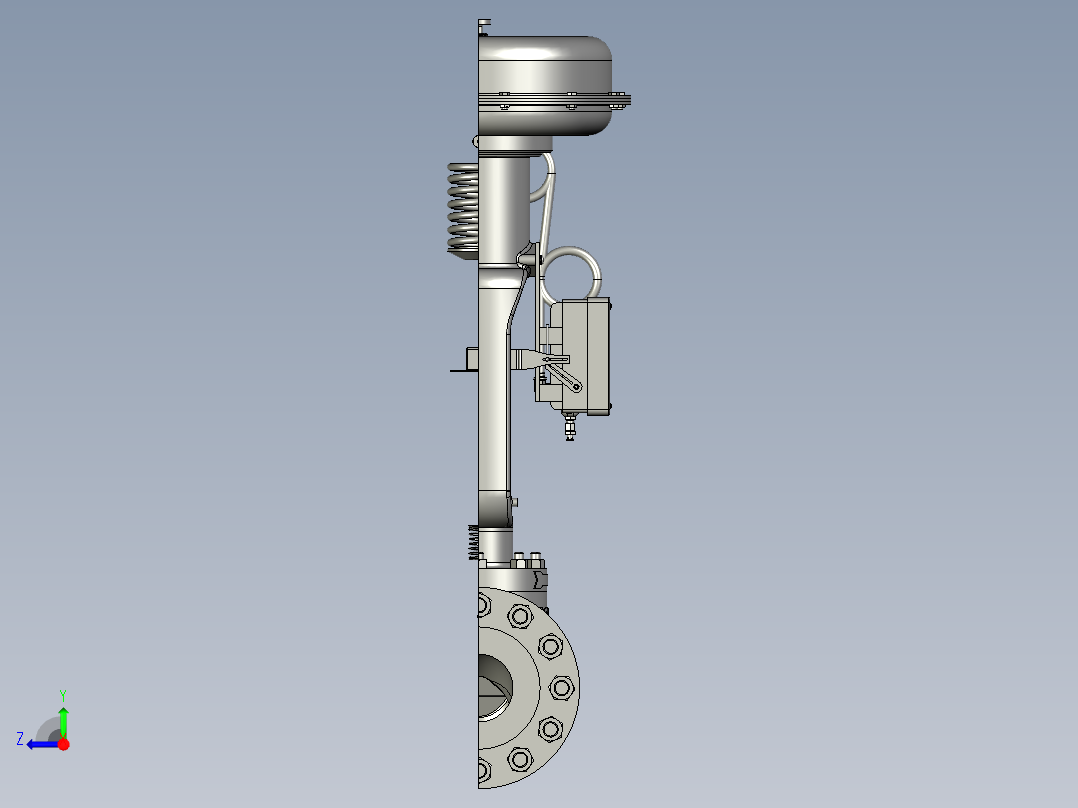 气动隔膜调节阀低温流量调节阀剖切详细结构右视图