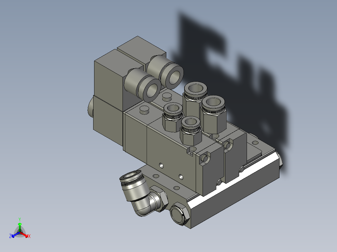 4V2100C电磁阀正等轴测图