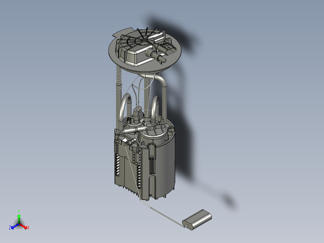 无刷电机式汽车电子燃油泵正等轴测图