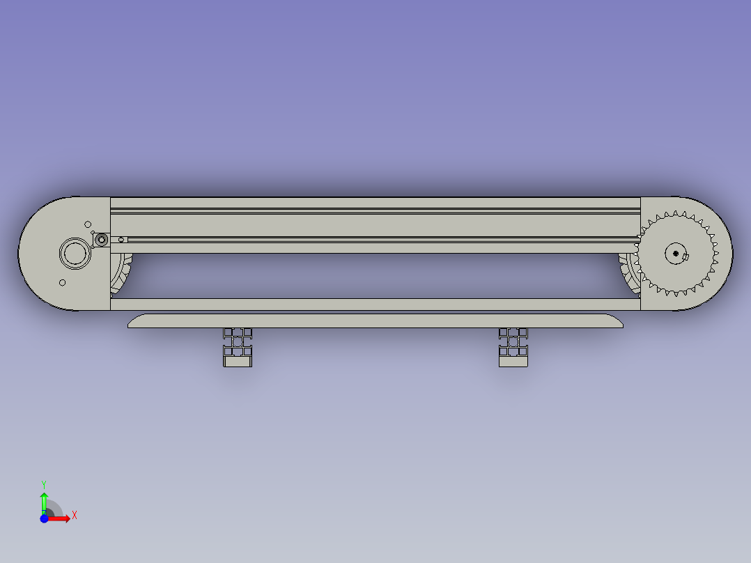 链板输送线装配前视图