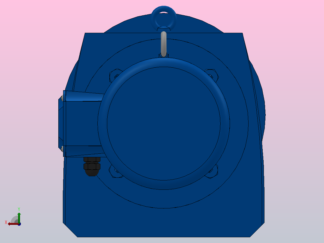 RF87法兰轴伸式安装斜齿轮减速机RF87-Y1.5-4P-90L-M1-0°-Φ300后视图