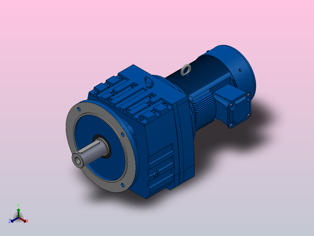 RF87法兰轴伸式安装斜齿轮减速机RF87-Y1.5-4P-90L-M1-0°-Φ300正等轴测图