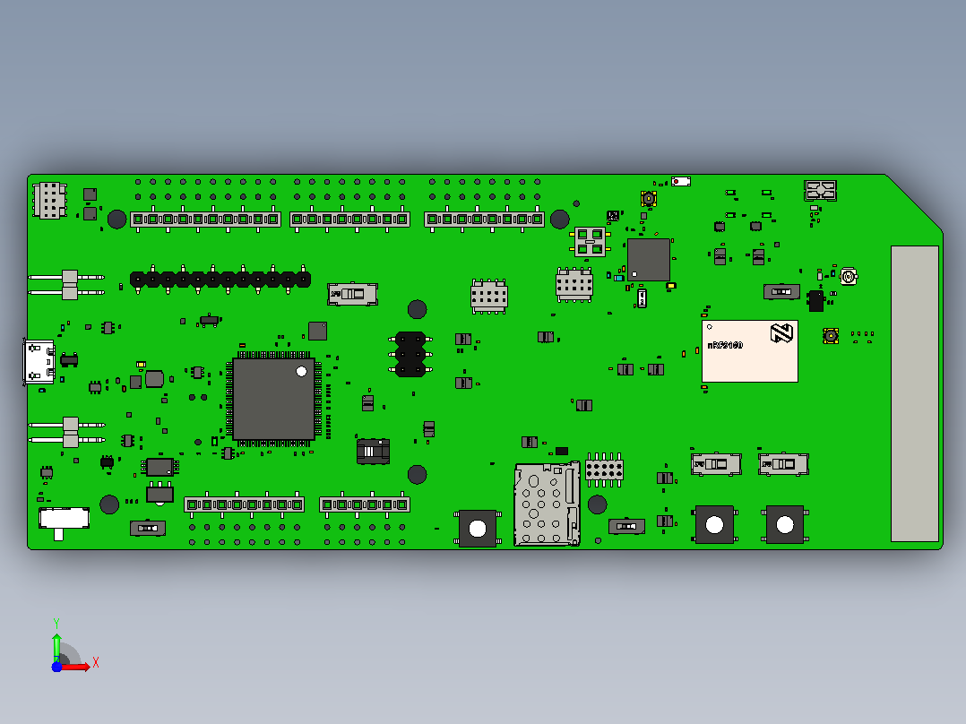 半导体nRF9160 SiP原型开发板前视图