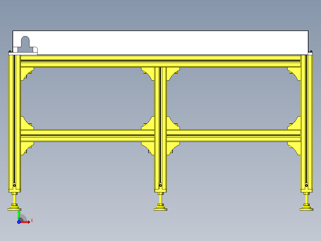使用马达＆链条的滚轮传送带前视图