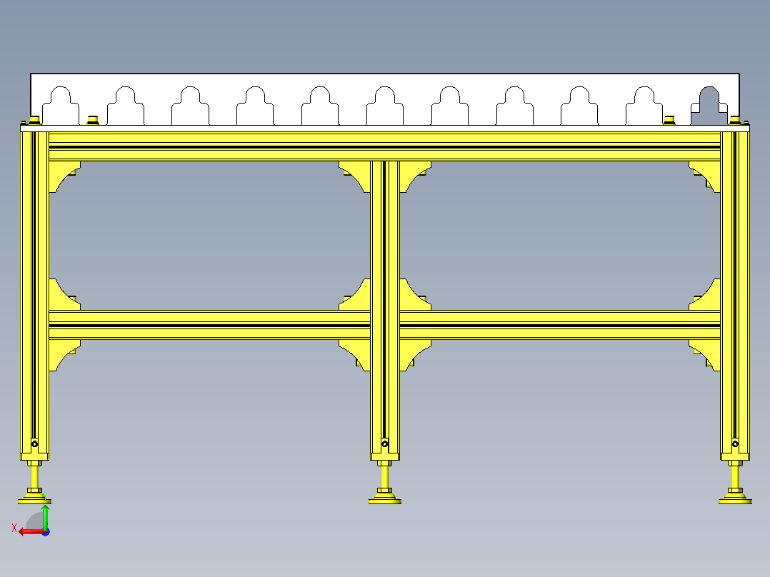 使用马达＆链条的滚轮传送带后视图