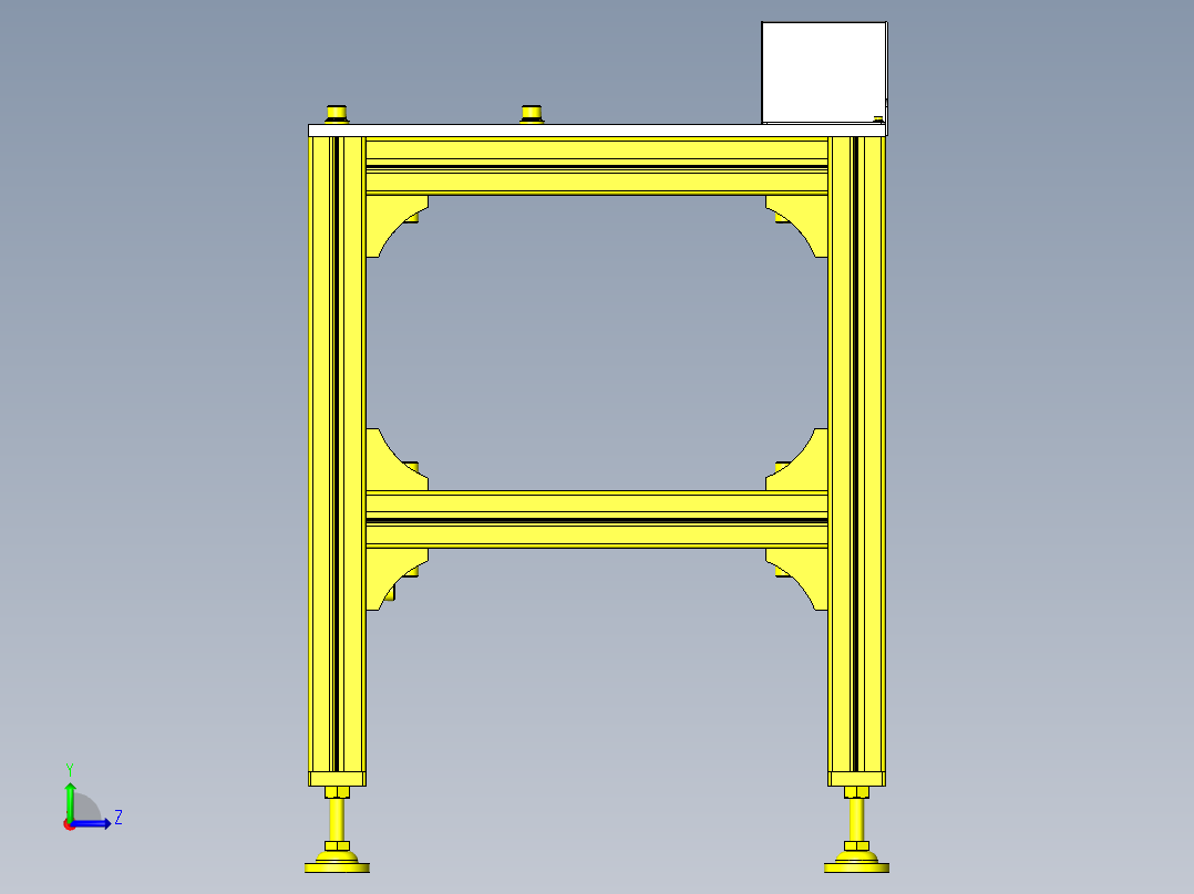 使用马达＆链条的滚轮传送带左视图