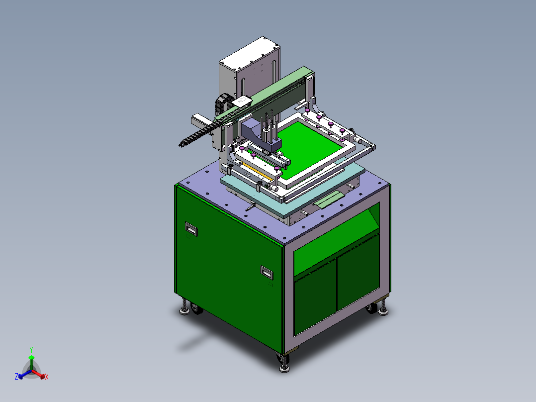 丝印机 3D图纸 机械设备 平面丝印机 3D模型图纸文件素材正等轴测图