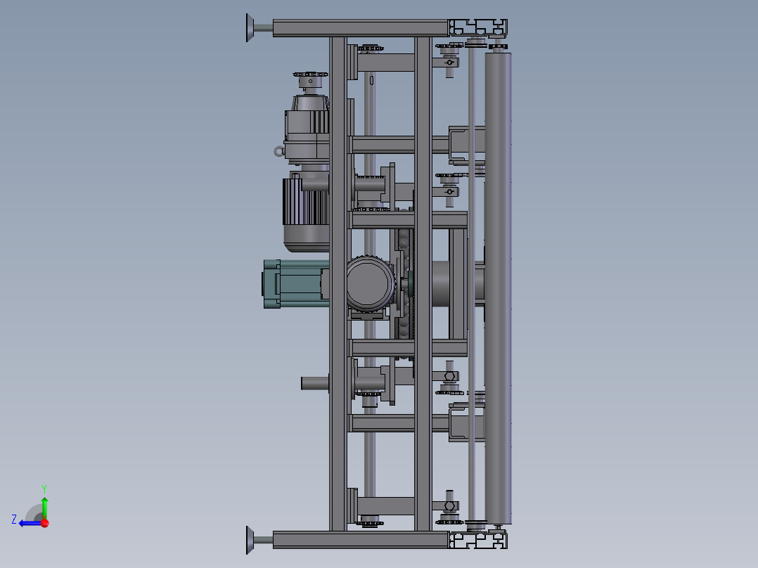 E031 自动顶升选装滚筒输送线右视图