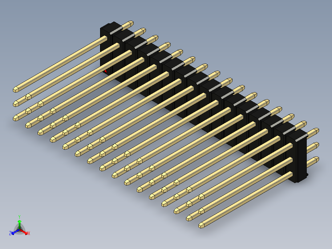 彩色公头100mil（2.54mm）系列-DS1021_black_3x16p_100mil_Type19_rev1.0主视图